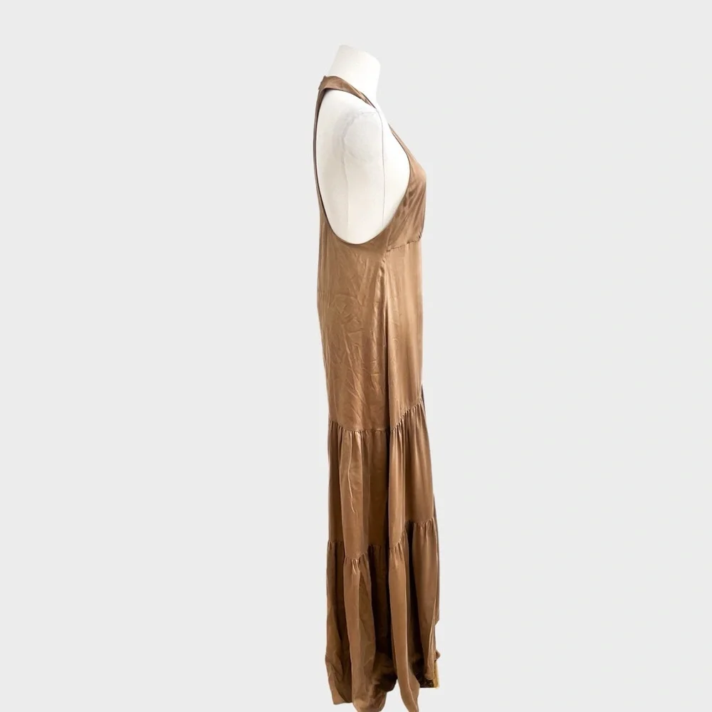L’AGENCE Brown Talia Tiered Maxi Dress (Sz 4) - Picture 5 of 8